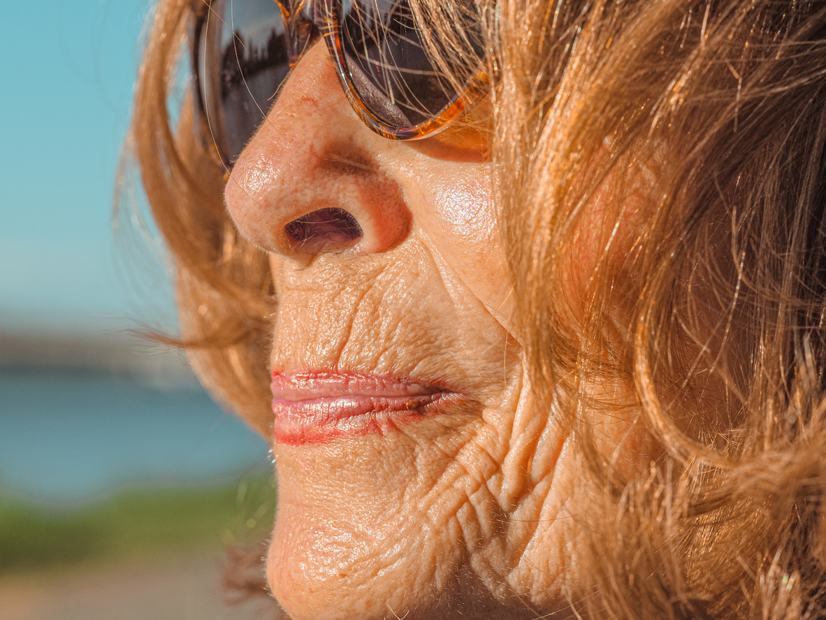 Portrait of a senior Caucasian woman with sunglasses